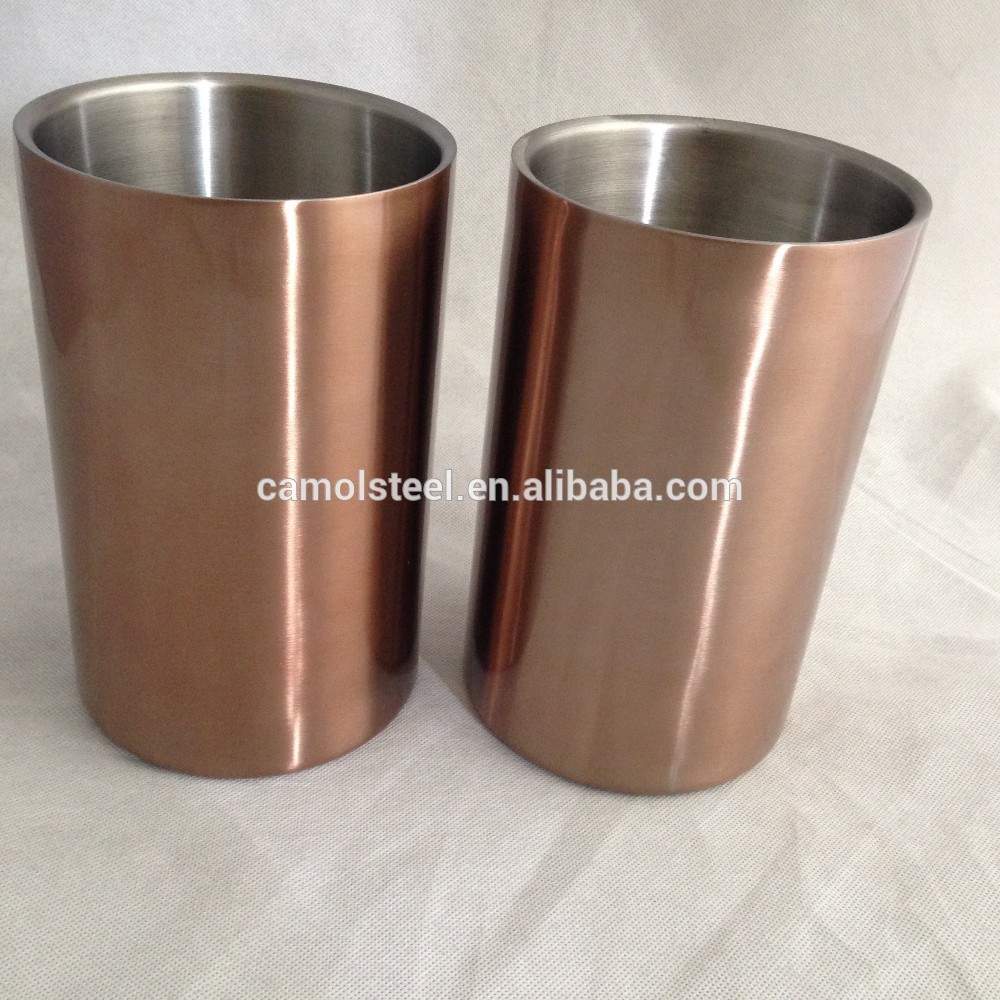 1600ML Double Wall Stainless steel Ice Wine Bucket / Wine Cooler / Beer Tube In Copper Plate