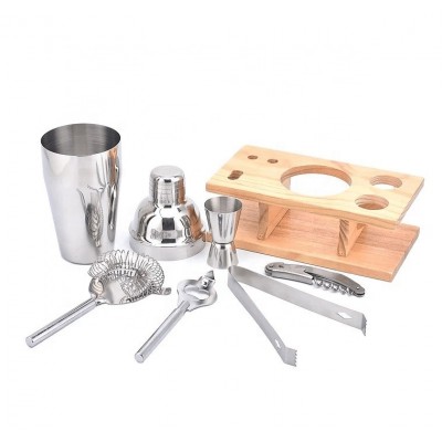 5pcs luxury /cheap stainless steel bar tool sets/cocktail shaker gift sets with ice bucket